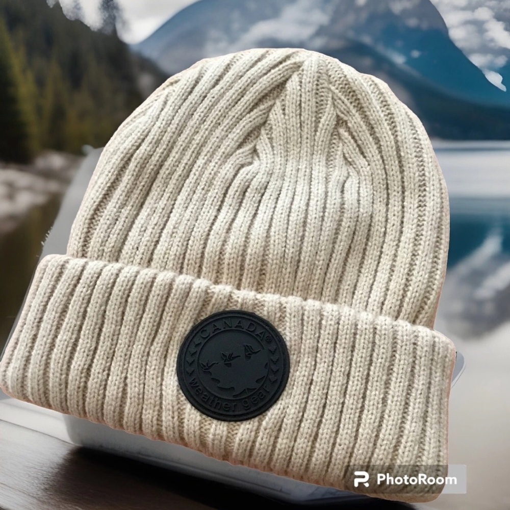 CANADA Weather Gear Adult Beige Beanie Cuff Ribbed Hat Cap Men Women New!